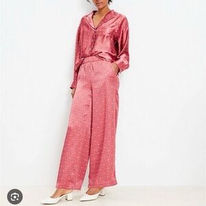 LOFT Floral Foulard Satin Matching Set Pink/Peach/Sweet Lychee